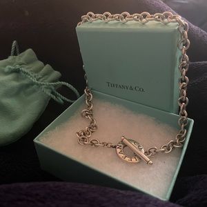 Tiffany & Co. 925 Sterling Silver Toggle Chain Choker Necklace 16" B4117.